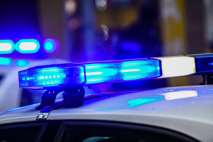 Blue,Light,On,A,Police,Car