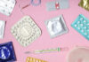 Various contraceptive methods on a pink background