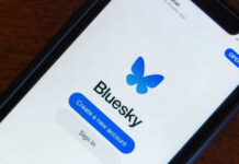 Bluesky login screen on smartphone display
