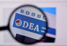 Magnifying glass focusing on DEA website header