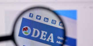 Magnifying glass focusing on DEA website header