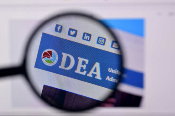 Magnifying glass focusing on DEA website header