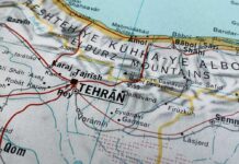 A detailed map showing Tehran and surrounding geographical features