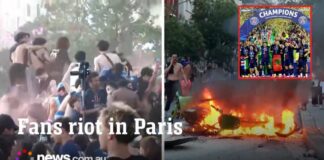 Chaos erupts in Paris as fans riot as PSG win Champions League