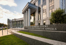 Colorado Supreme Court building with columns and signage