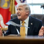 Secret Versailles Deal Stuns Washington Donald Trump speaking animatedly in the Oval Office