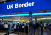 UK border control area at an airport