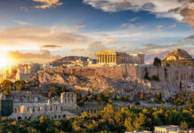 Acropolis Stabbing Shocks Tourists Acropolis of Athens at sunset.