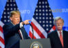 Ankara Showdown Exposes Dealmaking Illusion Two men at a press conference with U.S. flags behind them