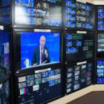 Media War: Finnerty Calls Out CNN, NYT broadcast control room wall of monitors