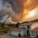 Firestorm Hits Madrid’s Doorsteps Suburban house under towering wildfire smoke plume
