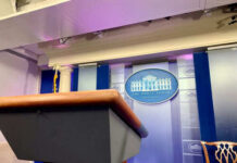 AI Mockery Becomes Trump’s Sharpest Weapon Empty podium in White House press briefing room.