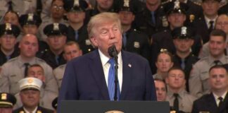 Trump embraces mother whose son was shot and killed, spotlights law enforcement at rally