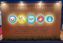 U.S. Department of Defense display wall with service seals