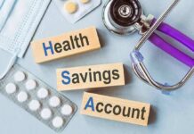 Public-Health Memory Meets Modern Risk Health savings account blocks with stethoscope and pills