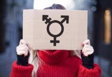 HHS Study Links Beliefs To Violence Tolerance Person holding cardboard sign with gender symbol