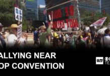 Vance Confronts Convention Protester In Dallas Protesters rally near Republican convention in Dallas