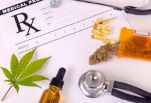 THC Gummies Can Impair Drivers For Hours Medical prescription with cannabis, pills, and a stethoscope