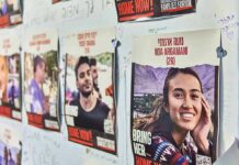 Posters of missing people on a wall