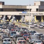 Border inspection station with heavy vehicle traffic