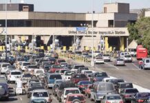 Border inspection station with heavy vehicle traffic