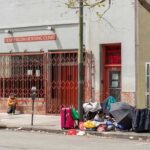 Body Brokers Turned Recovery Into Cash Machine Demetrius McCray outside Tenderloin Housing Clinic with belongings on sidewalk