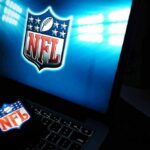 Game On. Cameras Off. Paris Standoff NFL logo on laptop screen and smartphone