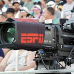 Broadcast television camera at a sports event