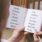 Forgiveness Gurus Nabbed – Texas Felony Looms Hands holding a notebook with baby name lists near a crib